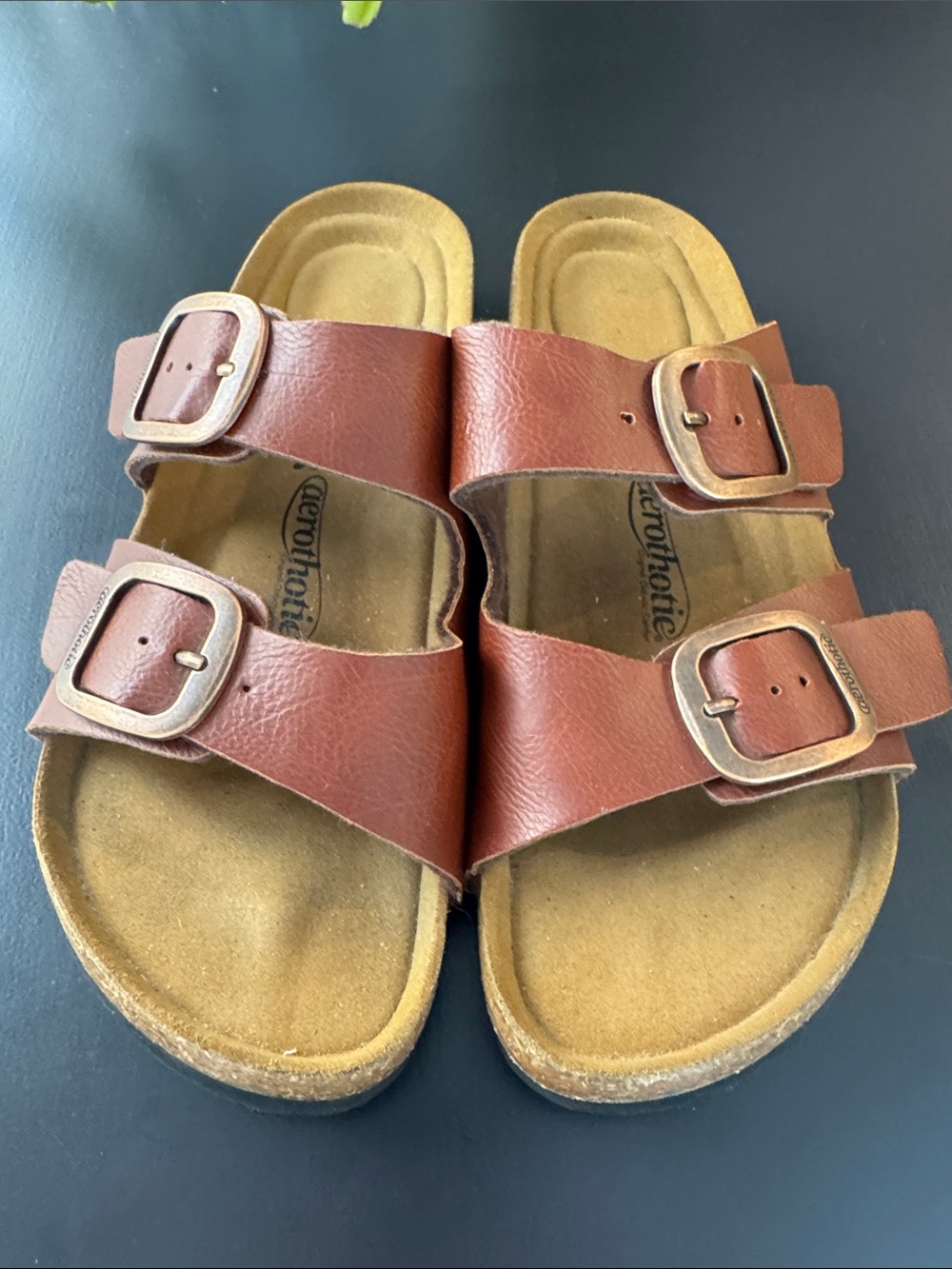Aerothotic original, orthotic, comfort sandals -Brown dual straps, size 6.5